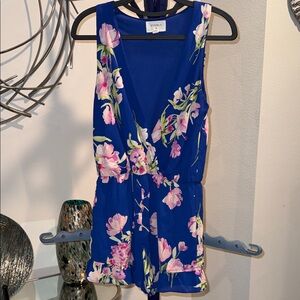 Everly Cobalt Blue Floral V-Neck Romper